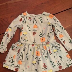 Tea Collection Floral Print Kids Dress - Cream and Orange